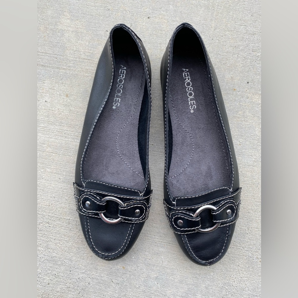Black Aerosoles 8.5 leather women loaferNWOT